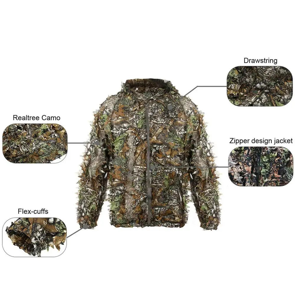 Ghillie Camouflage Camo Suit Breathable 3d Leafy Hooded