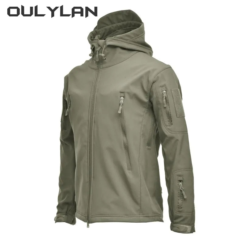 Men's Winter Hooded Fleece Warm Overcoat Waterproof