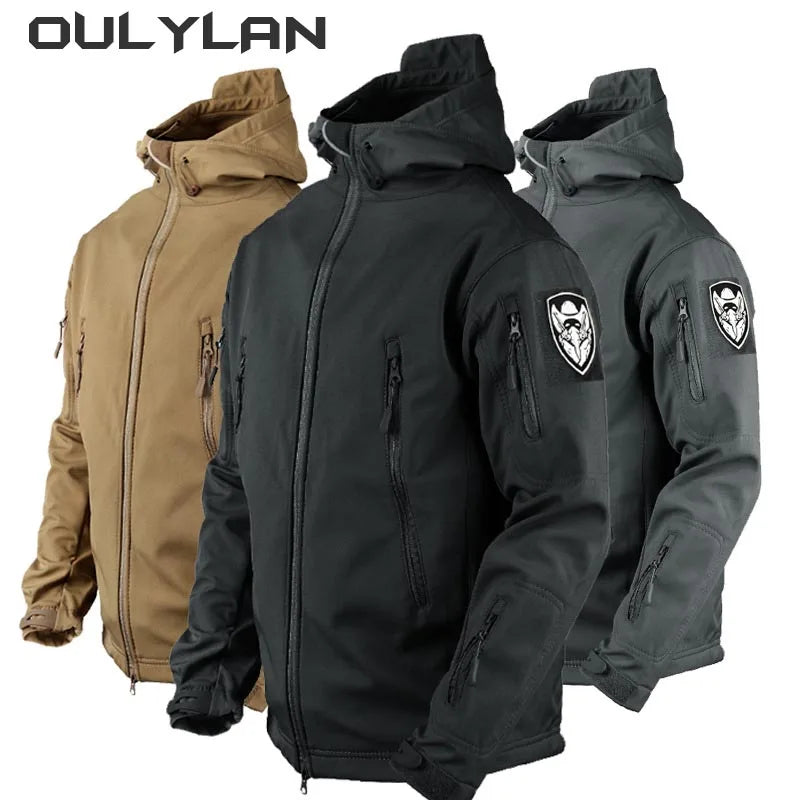 Men's Winter Hooded Fleece Warm Overcoat Waterproof