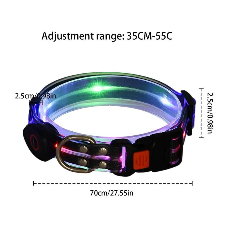 Glow in The Dark Dog Collar Adjustable Rechargeable Led Weather Proof