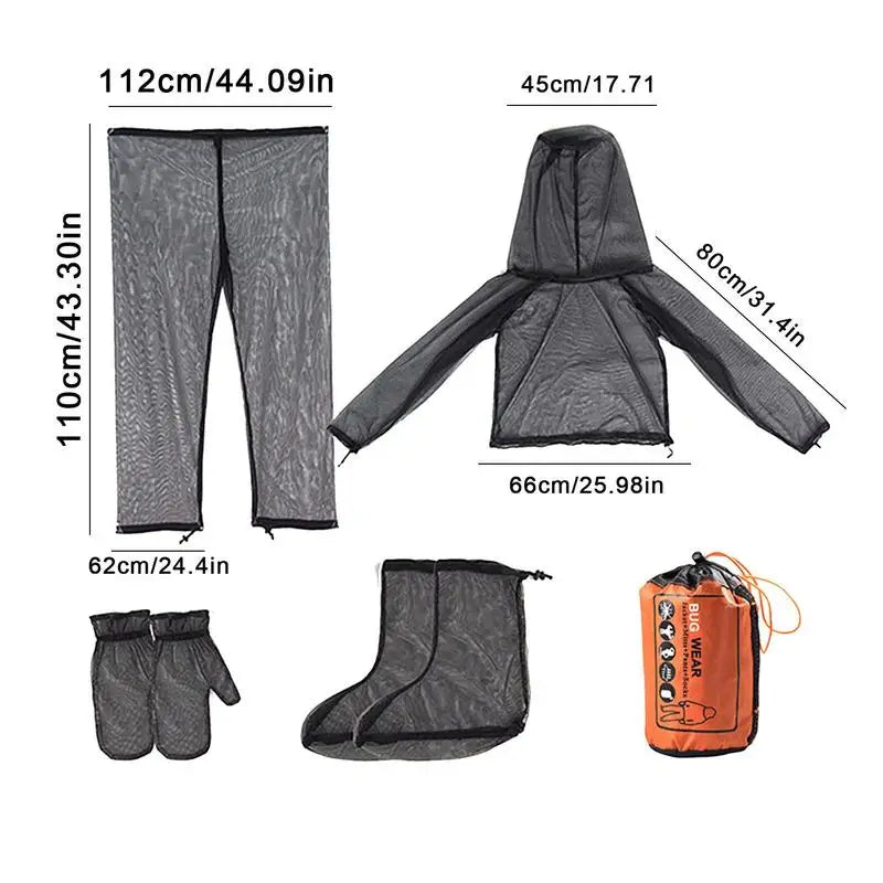 Tick Proof Clothing 4 Pieces Light-Weight Mesh Clothing For Men And Women