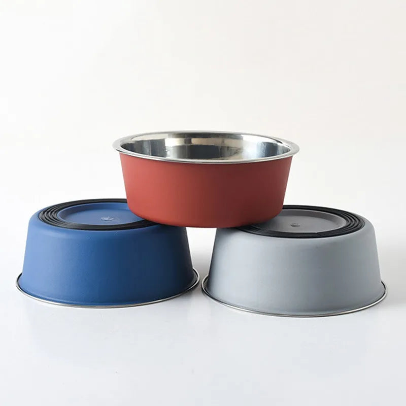 Stainless Steel Dog Cat Bowls Outdoor Travel Feeding Water Non-slip