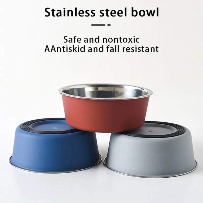 Stainless Steel Dog Cat Bowls Outdoor Travel Feeding Water Non-slip