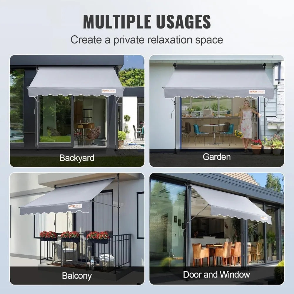 Outdoor Retractable Terrace Awning Tent Garden Shed Balcony