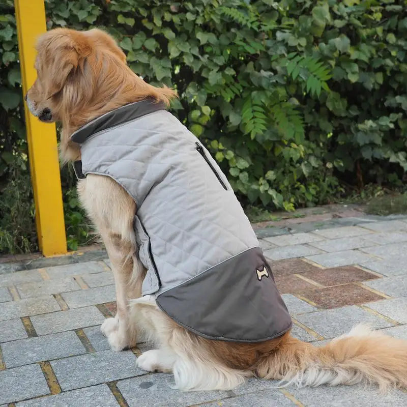 Waterproof Winter Dog Coat Reflective With Collar And Strap Hole